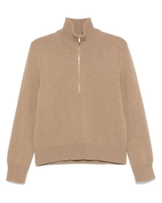 Thom Browne Natural Intarsia Half-Zip Sweater for men