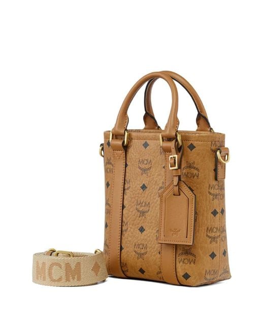 MCM Brown Mini Aren Print Tote Bag