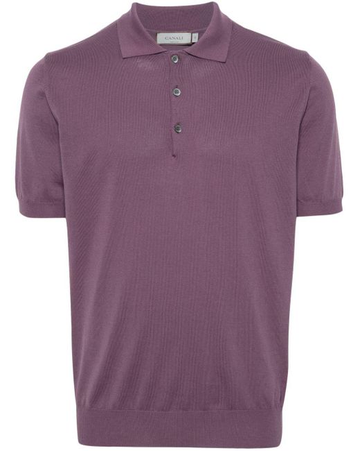 メンズ Canali ニット ポロシャツ Purple