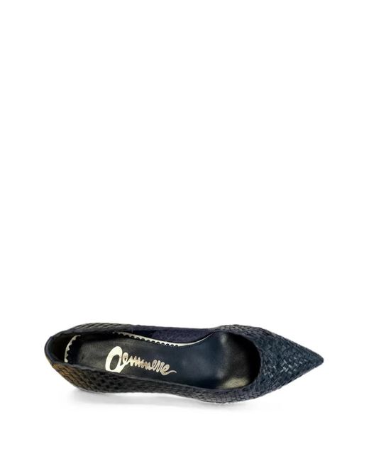 LA ROSE Blue Carol Woven Heeled Pumps