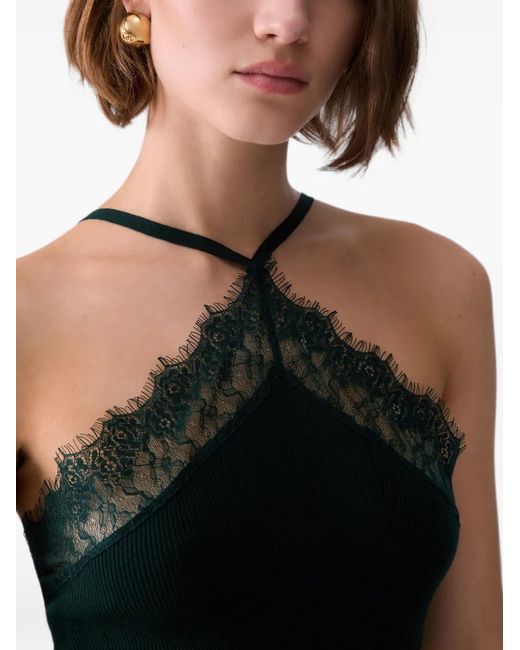 Liu Jo Black Knit Midi Dress With Lace