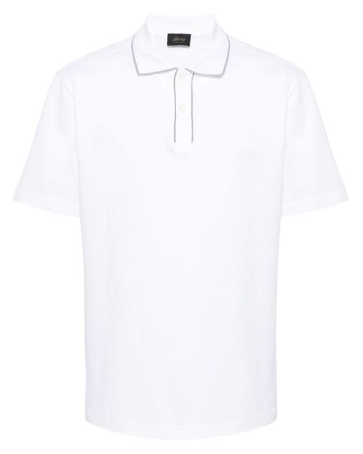 Brioni White Cotton Polo Shirt for men