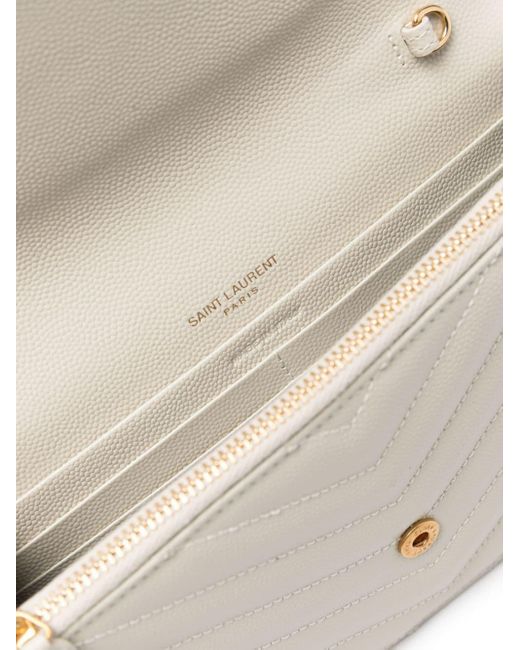 Petite pochette Cassandre Envelope en cuir Saint Laurent en coloris White