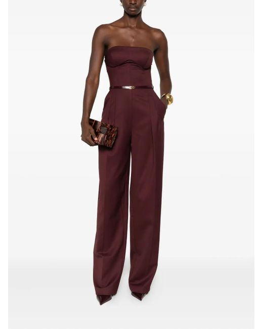 Elisabetta Franchi Purple Strapless Pleated Jumpsuit