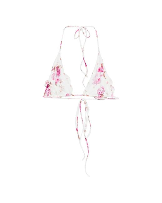 Magda Butrym Pink Floral-Print Bikini Top
