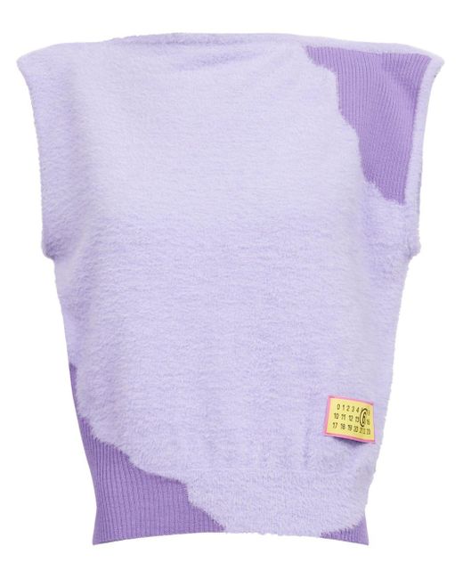 MM6 by Maison Martin Margiela Purple Boat-Neck Sleeveless Top