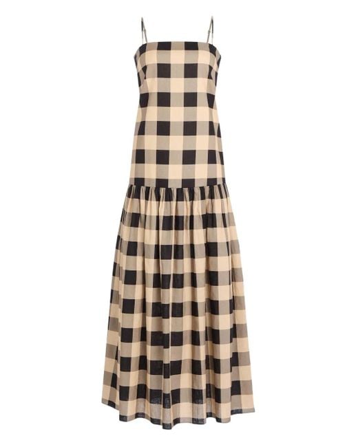 SER.O.YA Natural Aydan Gingham Tiered Maxi Dress