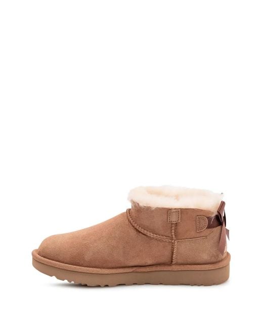 Ugg Brown Ultra Mini Bailey Bow Ankle Boots