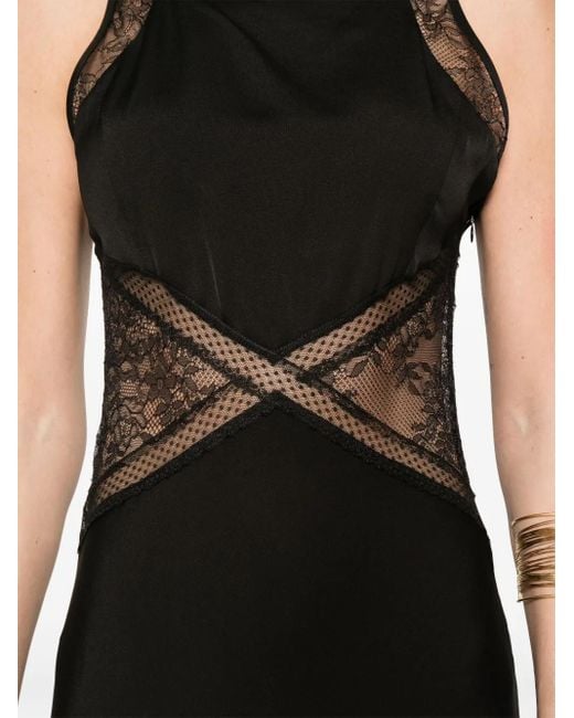 Twinset Black Halterneck Satin Maxi Dress