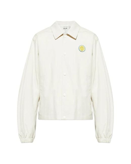 Bally White Embroidered Collared Shirt Jacket for men