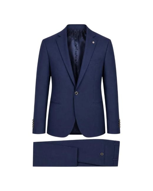 Luigi Bianchi Blue Single-Breasted Notched-Lapel Suit for men
