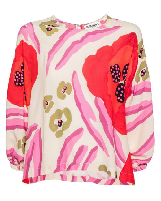 Blusa con estampado abstracto Essentiel Antwerp de color Pink