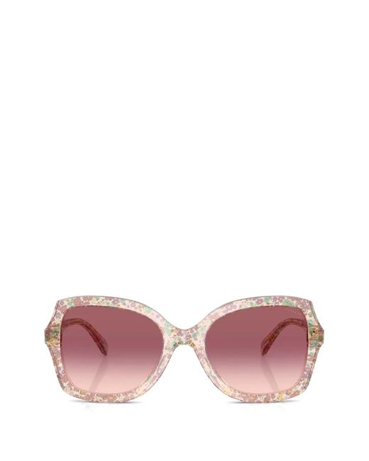 COACH Pink Floral-Print Butterfly-Frame Sunglasses