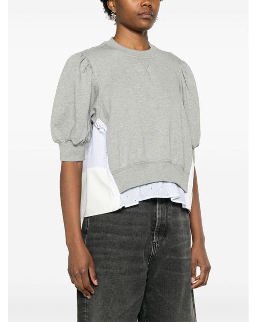 3.1 Phillip Lim Gray Broderie-anglaise Cropped Sweatshirt