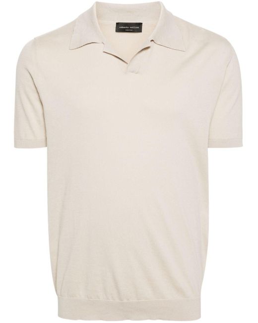 Roberto Collina White Fine-knit Polo Shirt for men