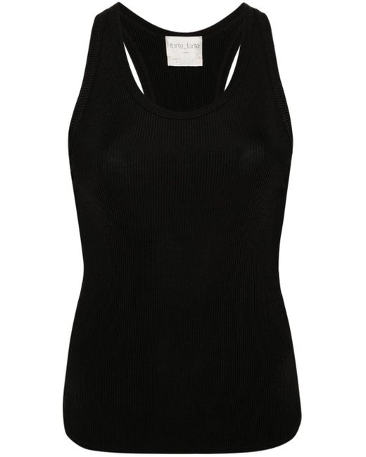 Forte Forte Black Chic Ribbed Tank Top