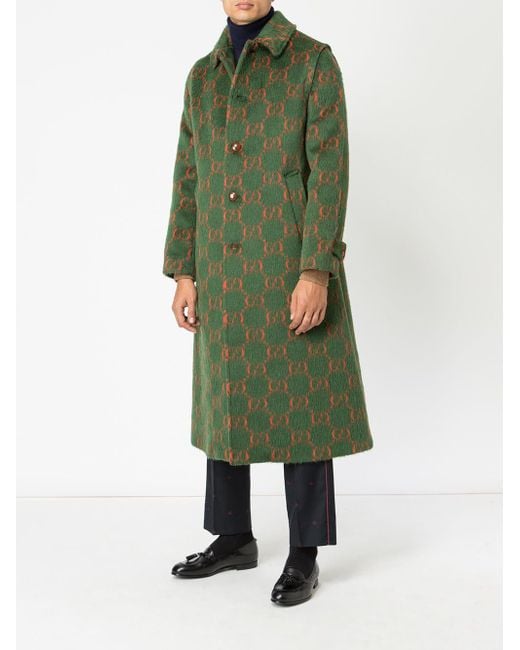 Gucci GG A line Coat in Green for Men Lyst