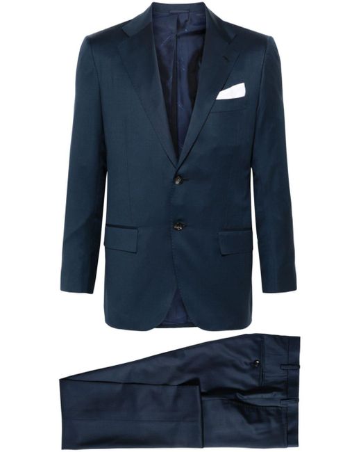 Kiton Blue Single-breasted Wool Suit for men