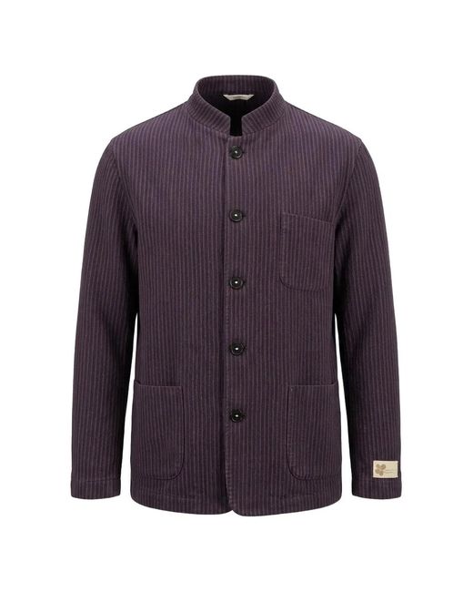 Massimo Alba Purple Stripe-Pattern Mandarin-Collar Jacket for men