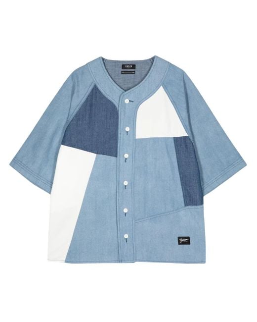 FIVE CM Blue Logo-Print Denim Shirt for men