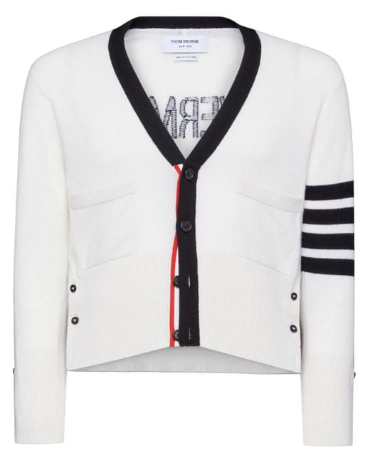 Thom Browne White Striped Cardigan for men