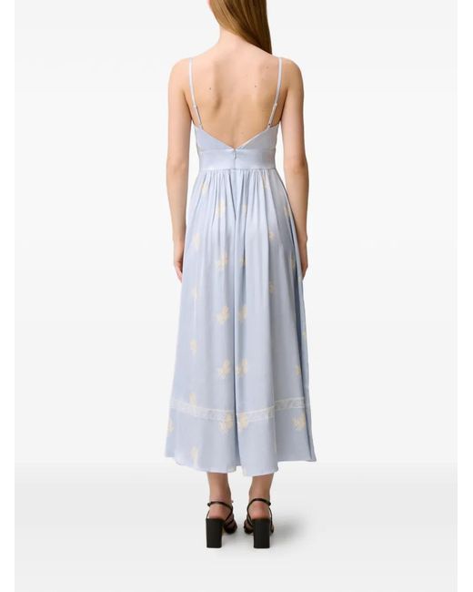 Claudie Pierlot White Robe Mi-Longue À Fleurs Brodées