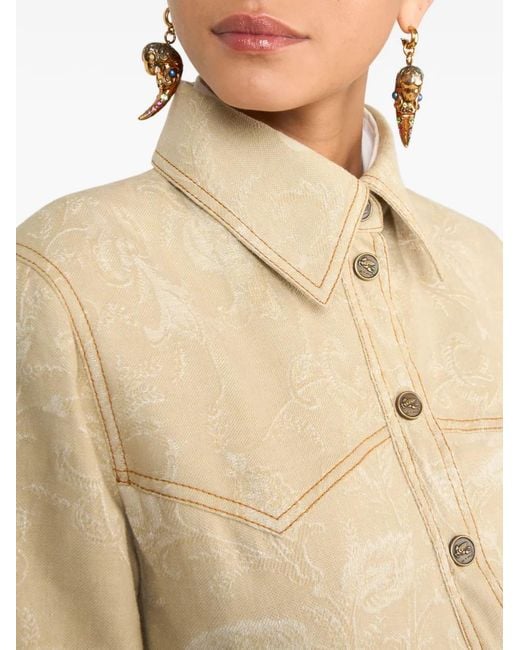 Etro Natural Jacquard Floral Denim Jacket