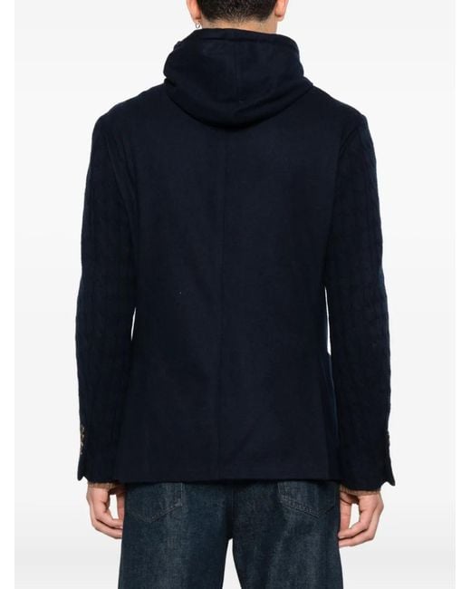 Blazer Monopetto Con Cappuccio di Eleventy in Blue da Uomo