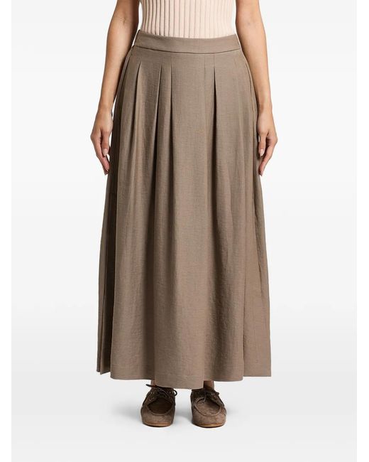 Peserico Natural Pleated Maxi Skirt