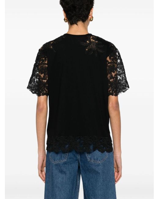 Ermanno Scervino Black Lace-panels Cotton T-shirt