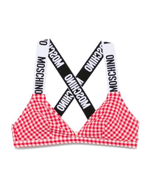 Moschino ギンガムチェック ビキニトップ Red