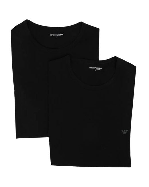 Emporio Armani Black Logo-Printed T-Shirt (Set Of Two) for men