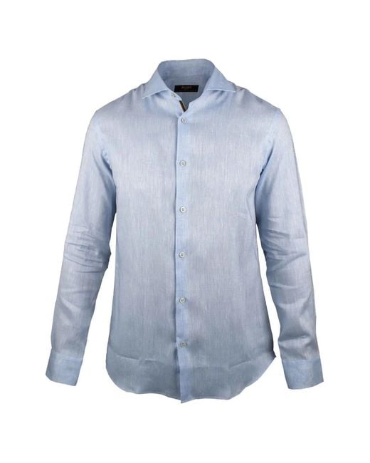 Moorer Blue Linen Shirt for men