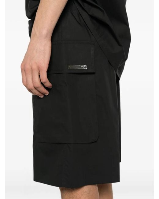 Rhun Black Button-Fastening Cargo Shorts for men