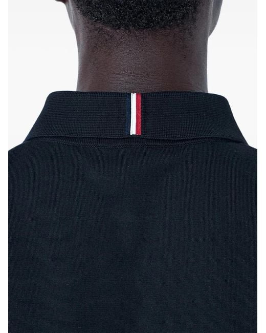 Moncler Blue Logo Cotton Knit Polo for men