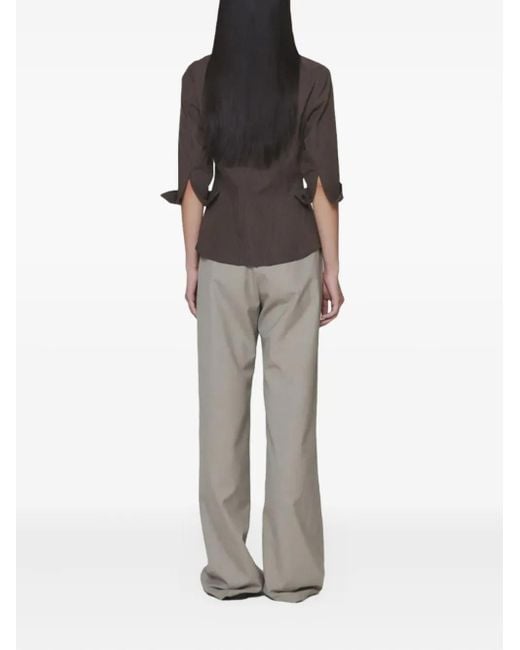 Amomento Gray Pinstripe-Pattern Shirt
