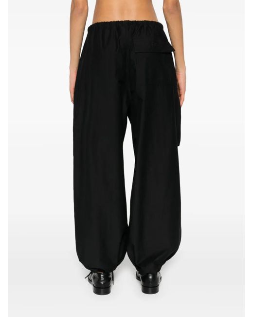 Acne Black Drawstring Wide-Leg Trousers