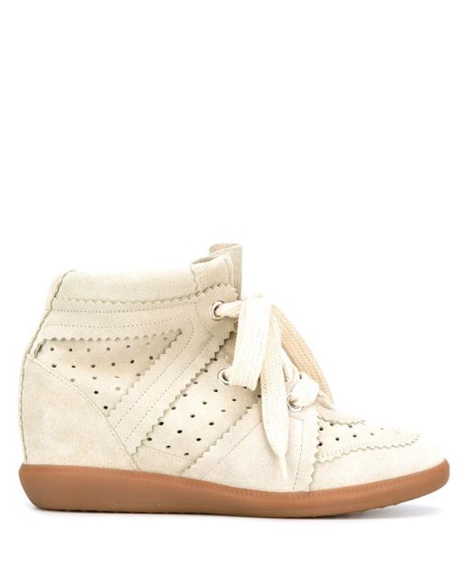 Isabel Marant Suede Bobby Wedge Sneakers in Grey (Gray) - Lyst