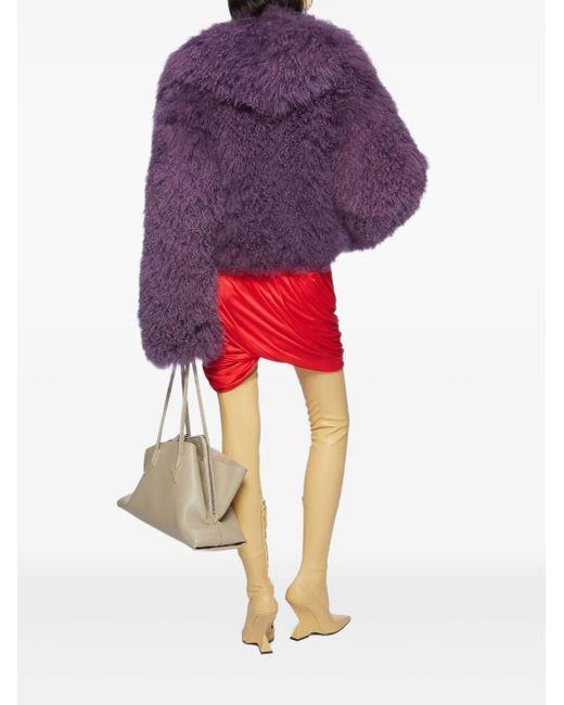 The Attico Purple Mongolian-Fur Long-Sleeves Jacket