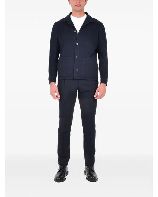 Franzese Collection Blue Button Patch-Pockets Jacket for men