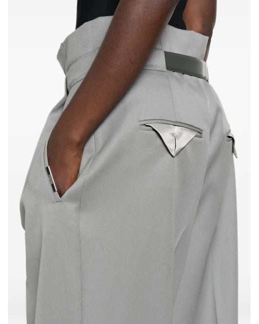The Attico Gray Pleated Belted Trousers