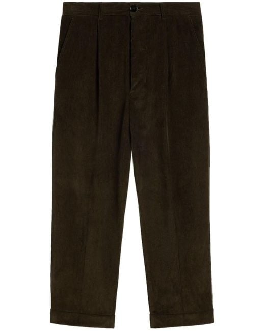 AMI Black Carrot Cotton Cropped Trousers for men