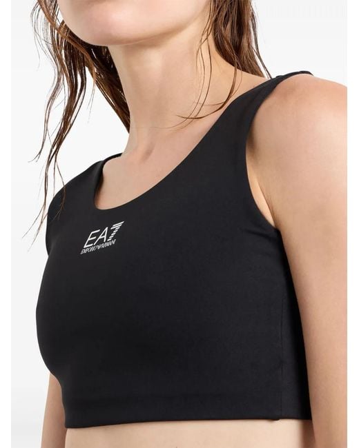 EA7 Black Logo-Print Sports Bra