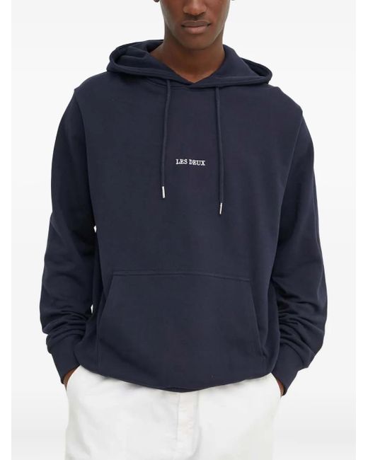 Les Deux Blue Drawstring Hoodie for men