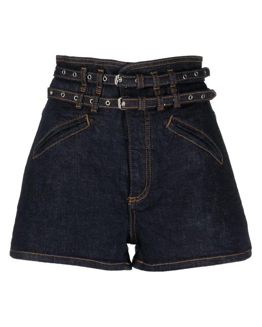 Philosophy Di Lorenzo Serafini Blue High-Waisted Belted Denim Shorts