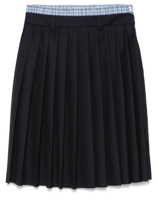Jupe Mi-Longue À Design Plissé Miu Miu en coloris Black