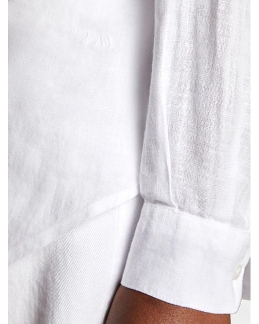 Fay White Longline Linen Shirt