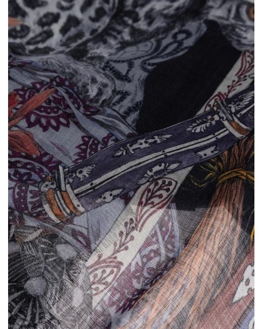 Etro Blue Graphic-Pattern Scarves for men
