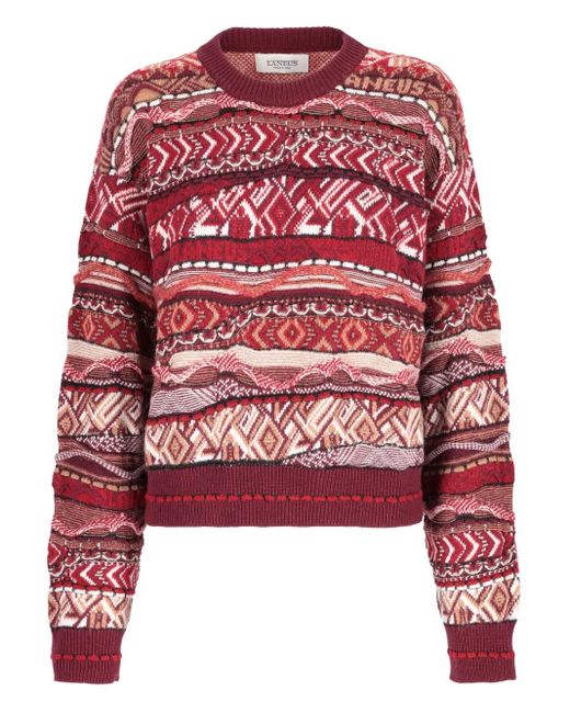 Laneus Red Pullover mit Jacquardmuster