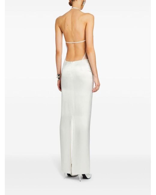 retroféte White Meridian Crystal-embellished Gown